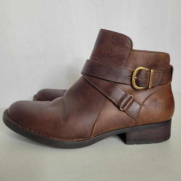 Born Women's Menswear-Inspired Dark Brown Distressed Chaval Booties - Size 9.5 - Picture 4 of 15